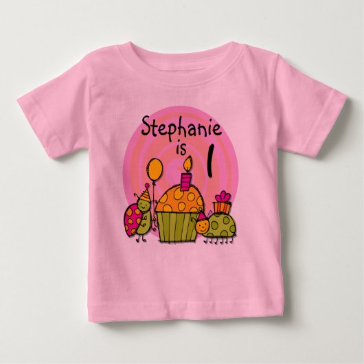 Ladybug Cupcake  Birthday T-shirt (Voorkant)