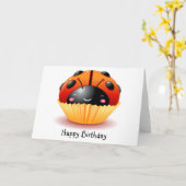 Ladybug Cupcake carte d'anniversaire (Fleur jaune)