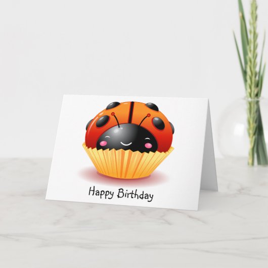 Ladybug Cupcake carte d'anniversaire (Devant)