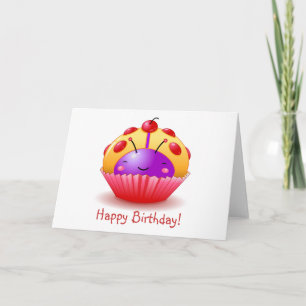 Ladybug Cupcake Verjaardag Kaart