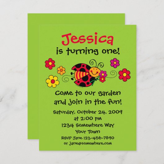 Ladybug Cute as a Bug Custom Invision Kaart (Voorkant / Achterkant)