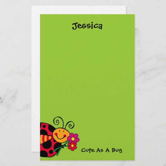 Ladybug Cute as Bug Custom Stationery Briefpapier (Voorkant / Achterkant)