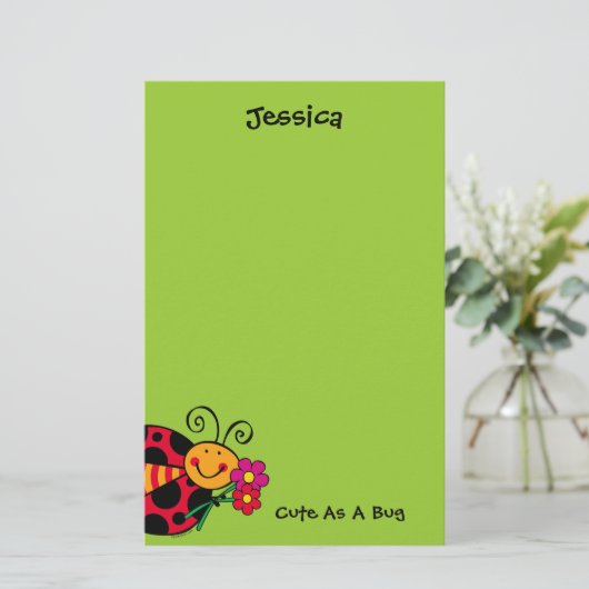 Ladybug Cute as Bug Custom Stationery Briefpapier (Staand voorkant)