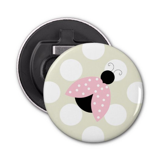 Ladybug, Cute Ladybug, Roze Ladybug, Ladybird Button Flesopener (Voorkant)