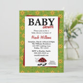 Ladybug Daisies Invitations De Douche Pour Bébé (Debout devant)