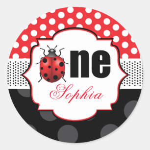 Ladybug een verjaardag gepersonaliseerd ronde sticker