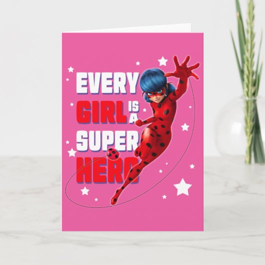 Ladybug Elk meisje is een superheld Kaart (Voorkant)