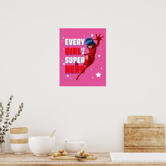 Ladybug Elk meisje is een superheld Poster (Keuken)