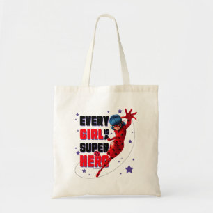 Ladybug Elk meisje is een superheld Tote Bag