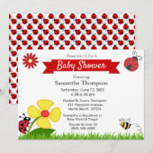 Ladybug en Baby shower van bijen Kaart (Voorkant / Achterkant)