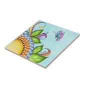 Ladybug en Butterfly Doodle Flower Tegeltje (Zijkant)