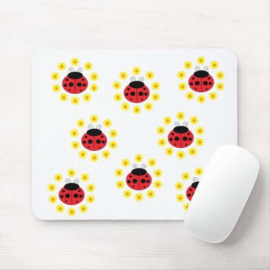 Ladybug en Daisies Mousepad Muismat (Met muis)