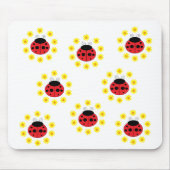 Ladybug en Daisies Mousepad Muismat (Voorkant)
