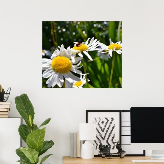 Ladybug en Daisies Poster (Thuiskantoor)
