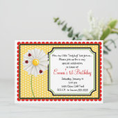 Ladybug en Daisy Birthday-uitnodigingen Kaart (Staand voorkant)