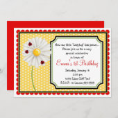 Ladybug en Daisy Birthday-uitnodigingen Kaart (Voorkant / Achterkant)