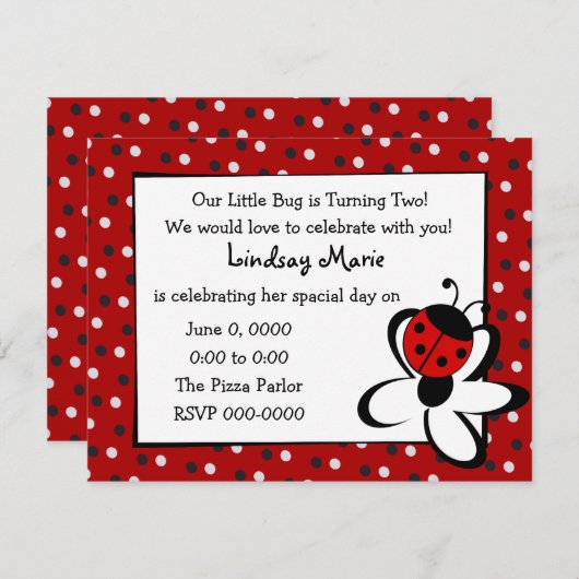 Ladybug en Daisy Kaart (Voorkant / Achterkant)