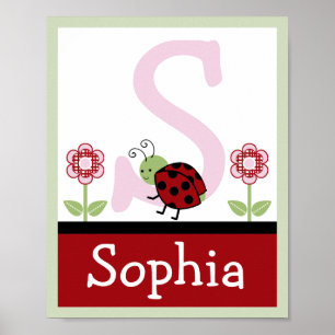 Ladybug en Flower Letter & Name Wall Art Poster