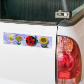 Ladybug en Flowers Bumpersticker (Op Truck)