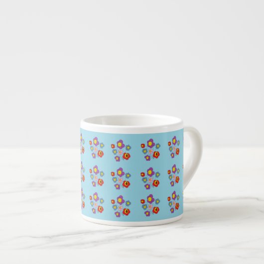  Ladybug en Flowers Light Blue Pattern Espr. Espresso Kop (Voorkant rechts)