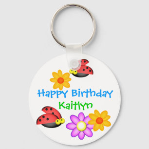 Ladybug en Flowers Sleutelhanger