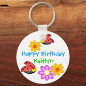 Ladybug en Flowers Sleutelhanger (Voorkant)