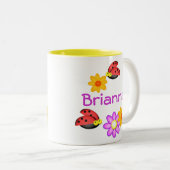 Ladybug en Flowers Tweekleurige Koffiemok (Voorkant rechts)