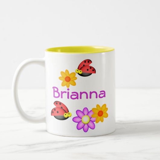 Ladybug en Flowers Tweekleurige Koffiemok (Links)