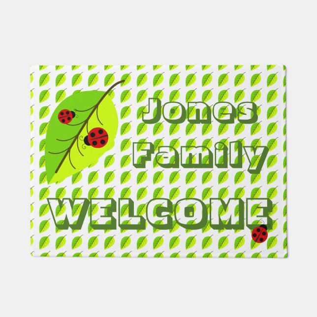 Ladybug en Leaf Personalized Doormat Deurmat (Voorkant)