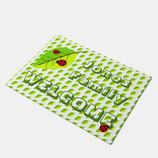 Ladybug en Leaf Personalized Doormat Deurmat (Schuin)