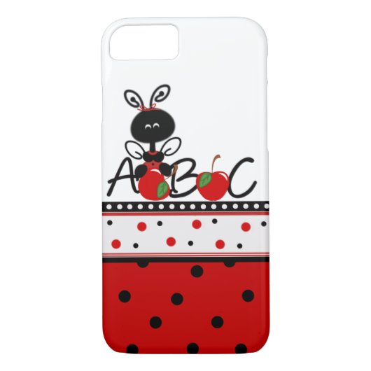 Ladybug en Polka Dots hoesje iPhone 7 van leraar (Achterkant)
