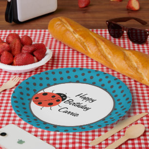 Ladybug en Polka Dots Personalized Papieren Bordje