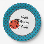 Ladybug en Polka Dots Personalized Papieren Bordje (Voorkant)