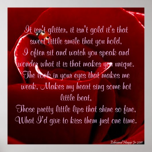 Ladybug en Roos met gedicht Poster (Voorkant)