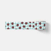 Ladybug en Turquoise Gingham Natuur Pattern Grosgrain Lint (Voorkant)
