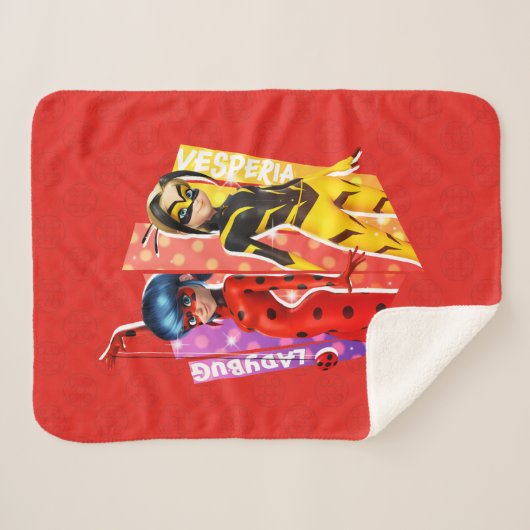 Ladybug en Vesperia Graphic Sherpa Deken (Voorkant (horizontaal))