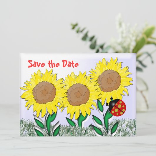 Ladybug en zonnebloemen kaart (Staand voorkant)