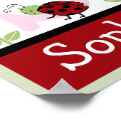 Ladybug et lettre de fleurs et nom Poster d'art mu (Coin)