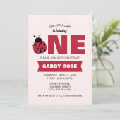 Ladybug First Birthday Invitation (Debout devant)