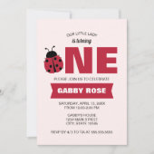 Ladybug First Birthday Invitation Kaart (Voorkant)