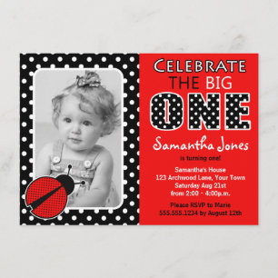Ladybug First Birthday Party Kaart