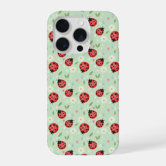 Ladybug Flower Pattern Phone Case iPhone Hoesje (Achterkant)