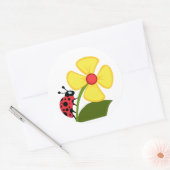 Ladybug Flower Ronde Sticker (Envelop)