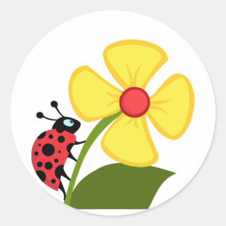 Ladybug Flower Ronde Sticker
