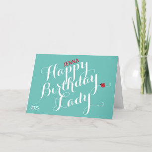 Ladybug Folded Birthday Kaart (Turquoise)