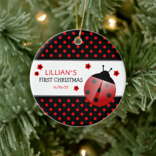 Ladybug Foto gepersonaliseerd Keramisch Ornament