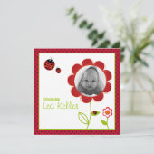 Ladybug-geboorteaankondigingskaart Aankondiging (Staand voorkant)