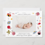 Ladybug Girl Baby Photo Faire-part de naissance (Devant)