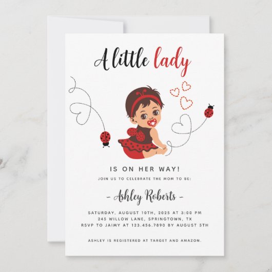 Ladybug Girl Baby shower Invitation (Devant)