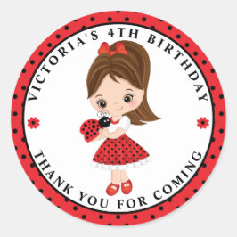 Ladybug Girl Birthday Classical Round Sticker